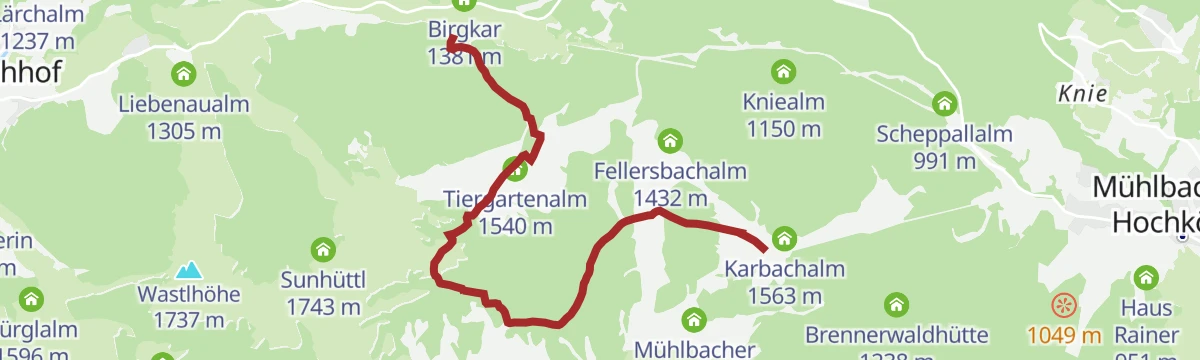 Route map: Von der Karbachalm zur Dientalm